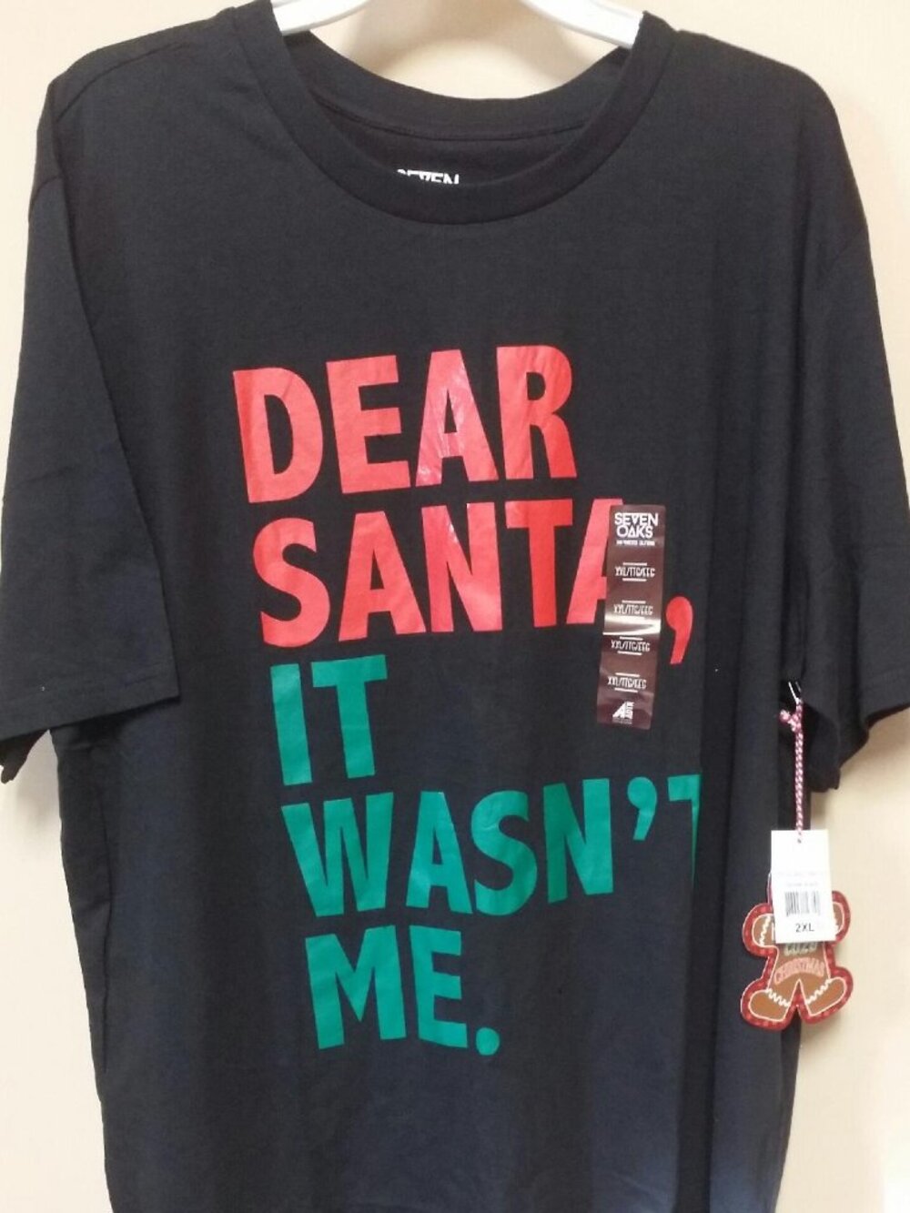 #New W Tags Black XXL"Dear Santa it wasn't me".100% cotton- Seven Oaks SF CA